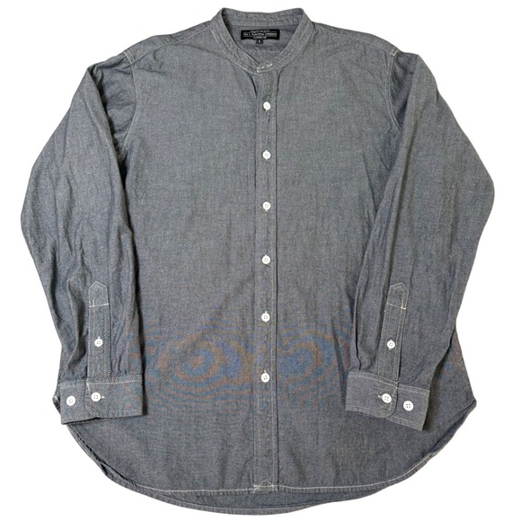 The J. Peterman Company Other - The J Peterman Company Mens L Gray Cotton Chambray Band Collar Long Sleeve Shirt